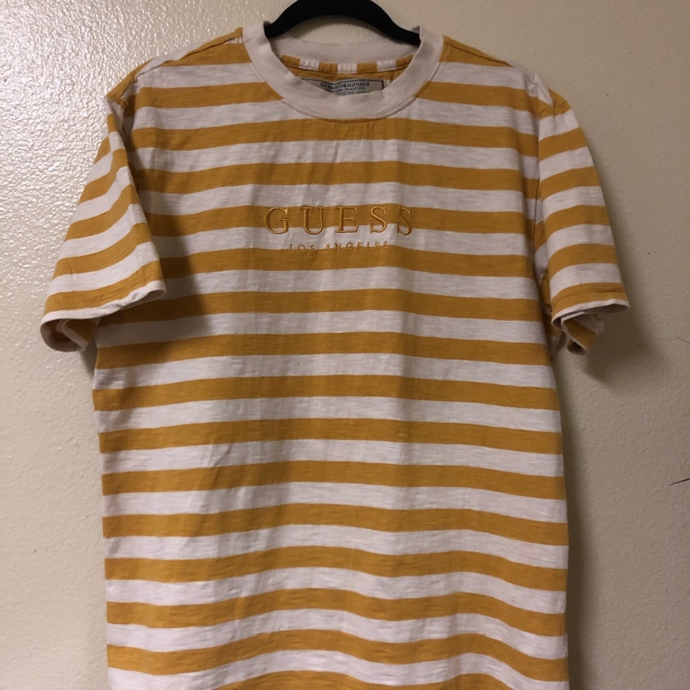 Guess Striped Tee (Yellow and White)